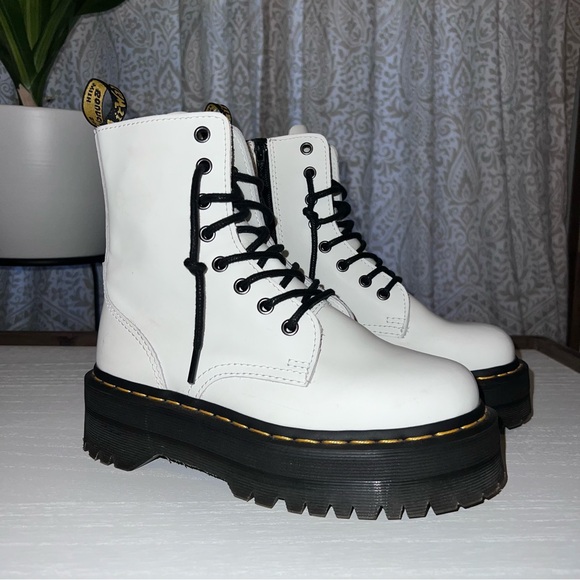 Dr. Martens White Jadon Platform Boots - Picture 2 of 8